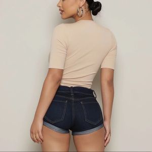 FASHION NOVA | Juicy Cuffed Booty Short - Dark Denim
